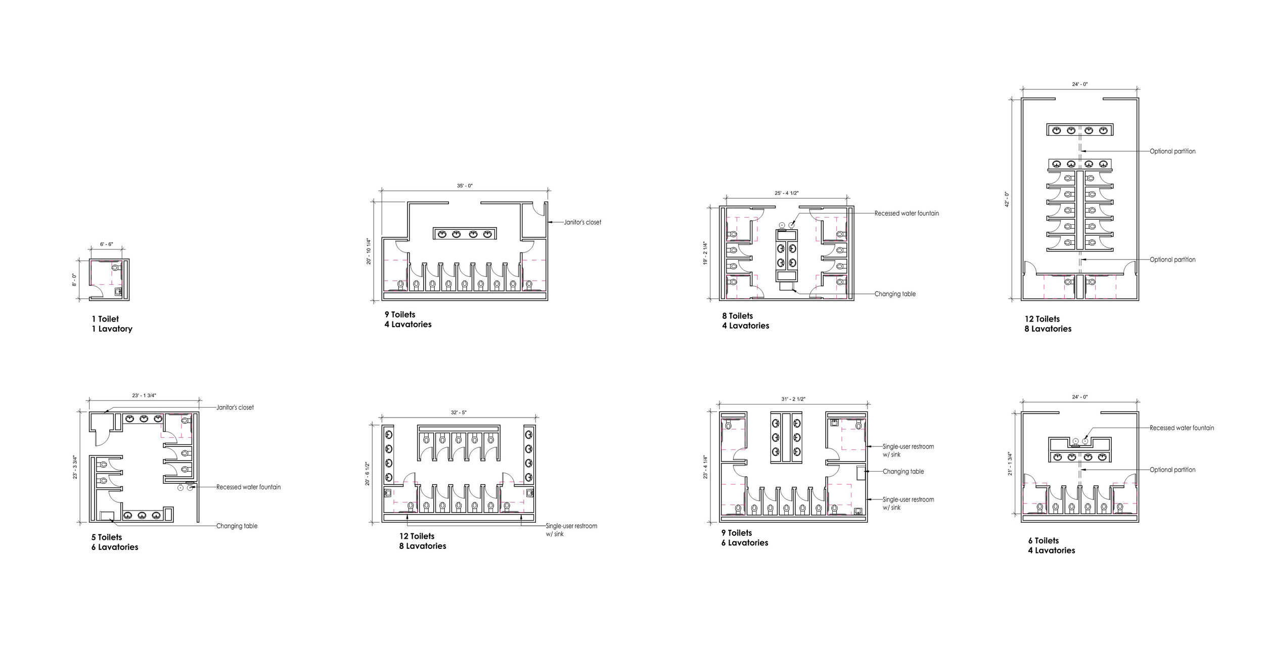 Restroom floor plans