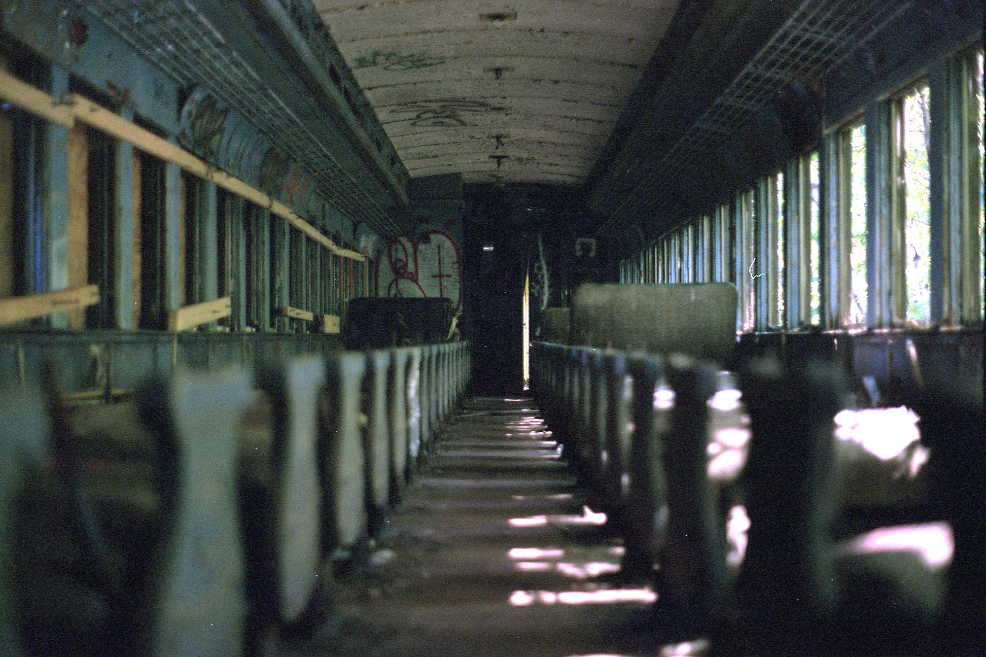 Interior of an abandoned train car