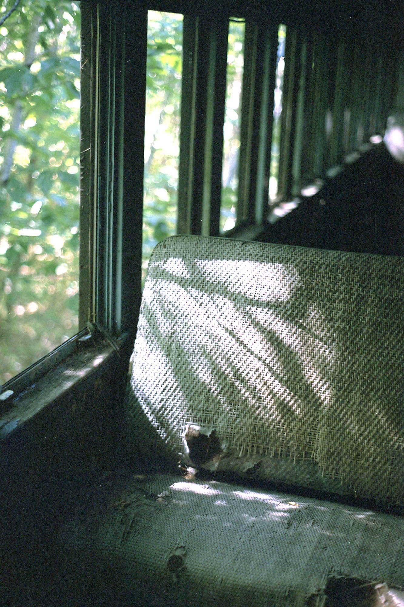 Seats in an abandoned train car