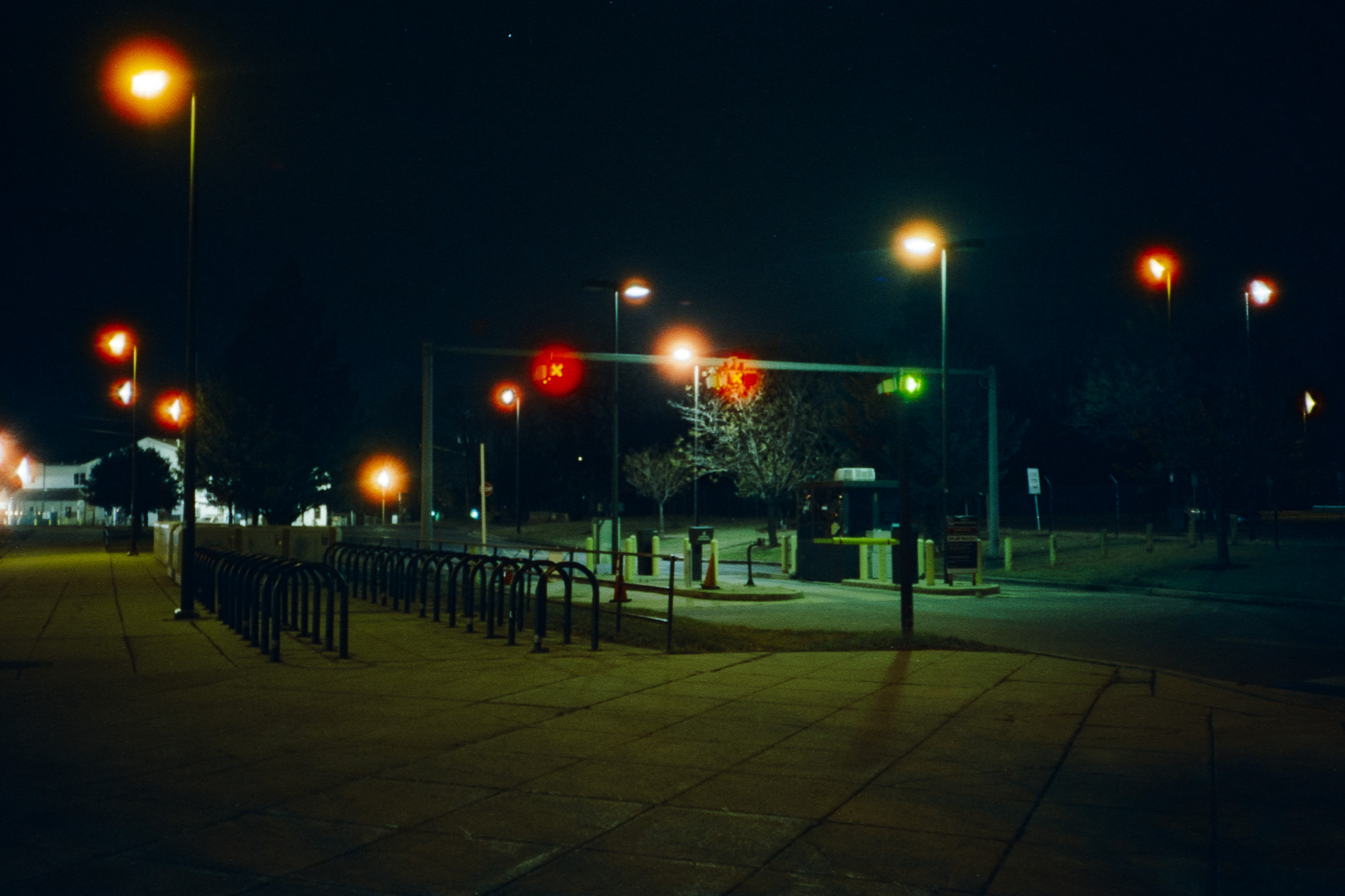 A parking lot at nighttime