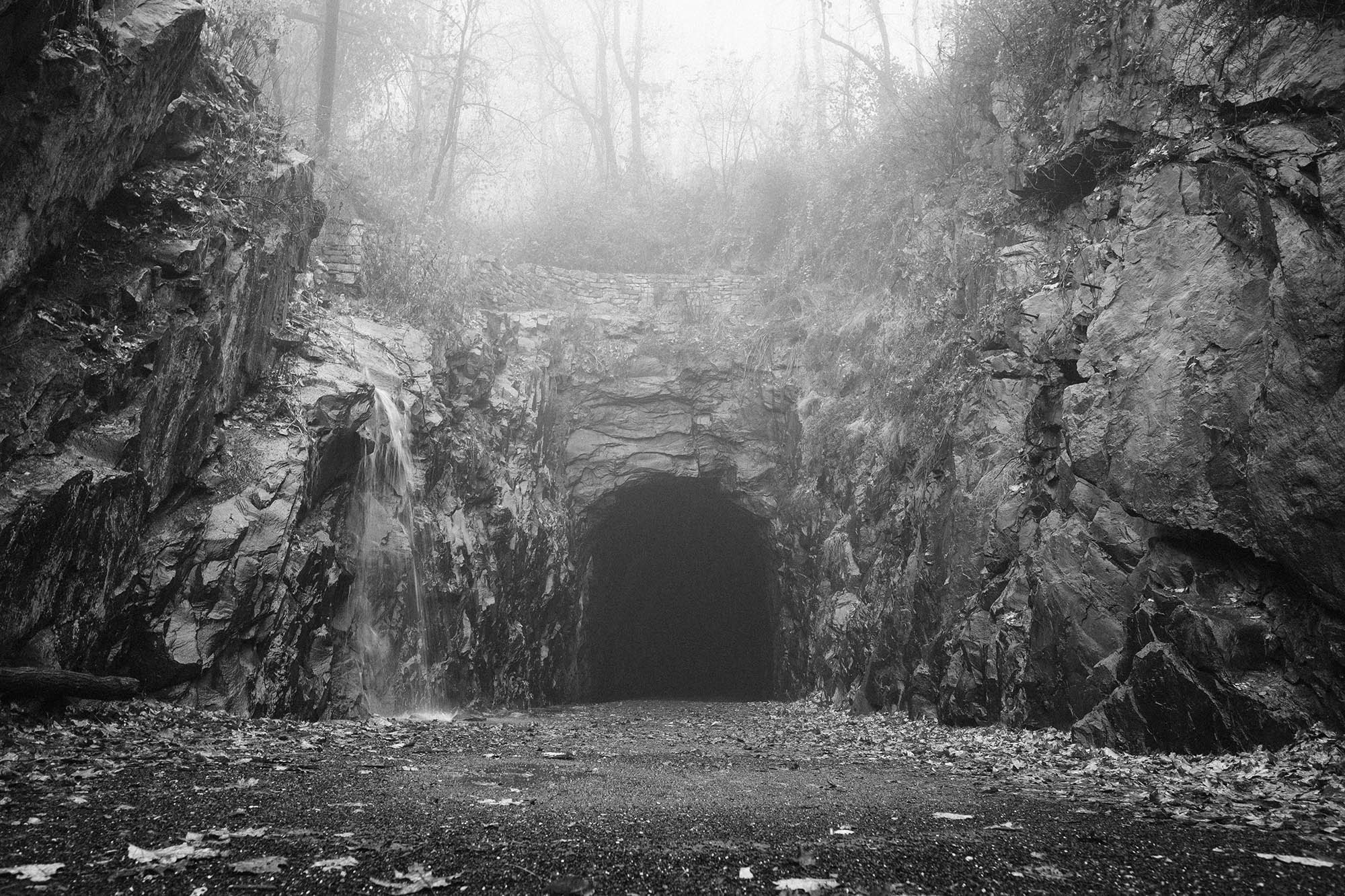 East entrance to the tunnel in the fog