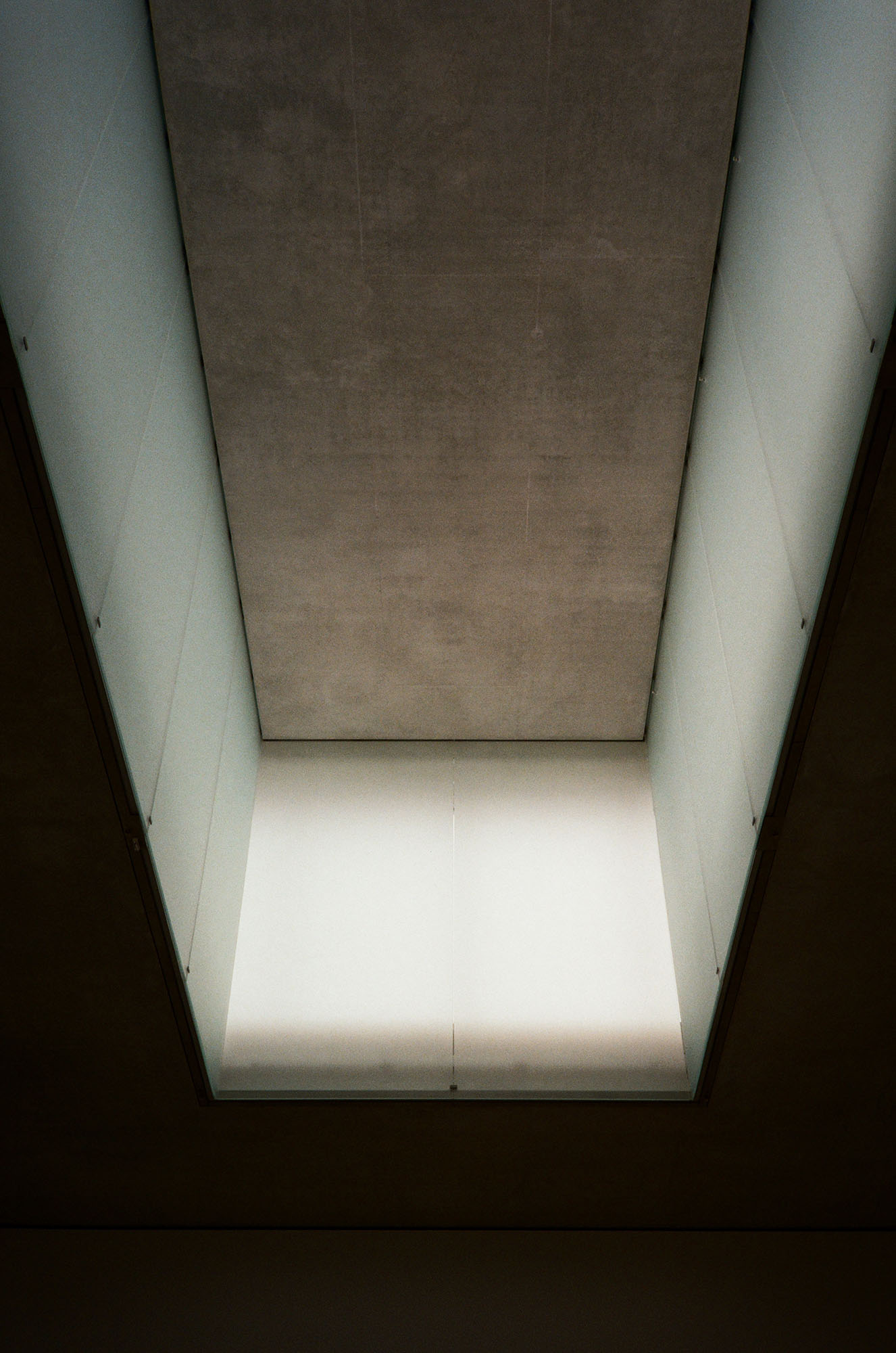Looking up at a large skylight