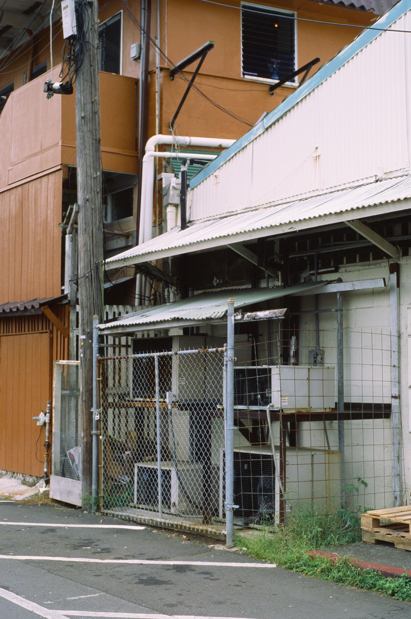 HVAC systems behind a building