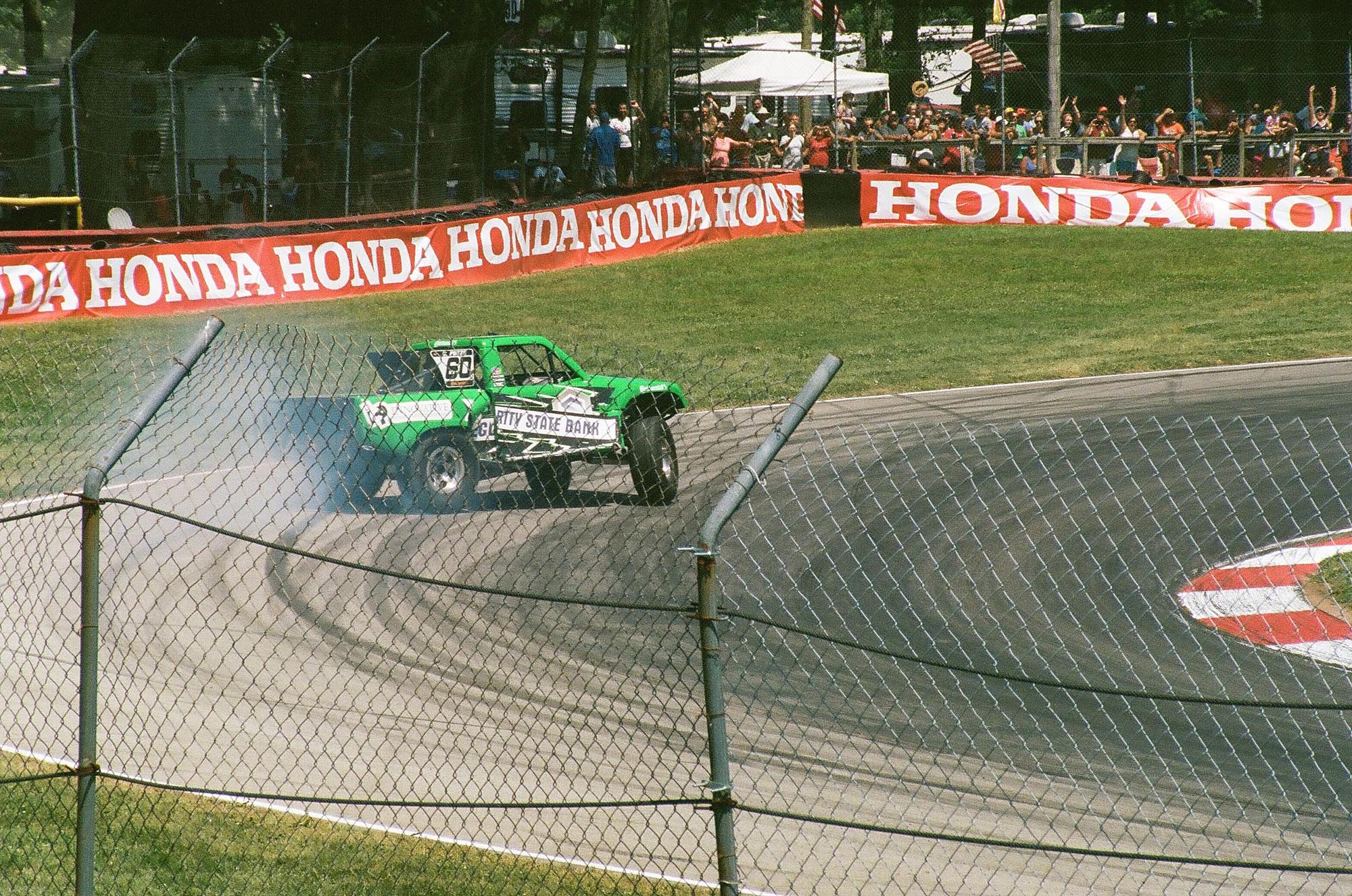 A Stadium Super Truck drifting around a corner