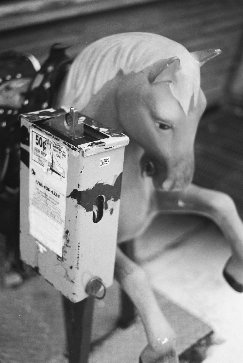 A coin operated horse ride