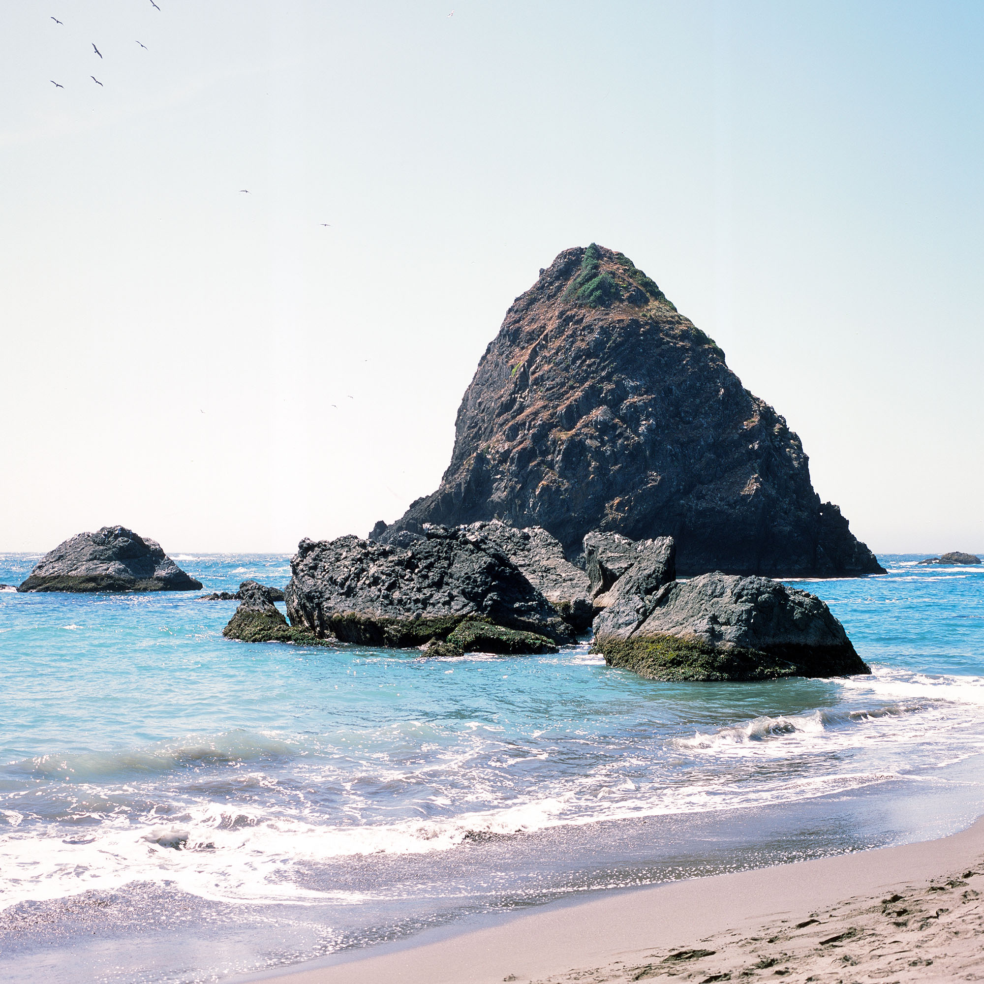 Rock crags in the ocean