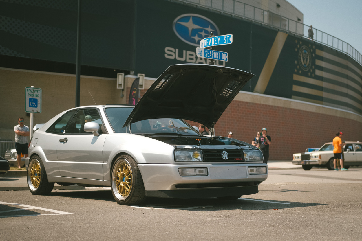 A gray VW Scirocco