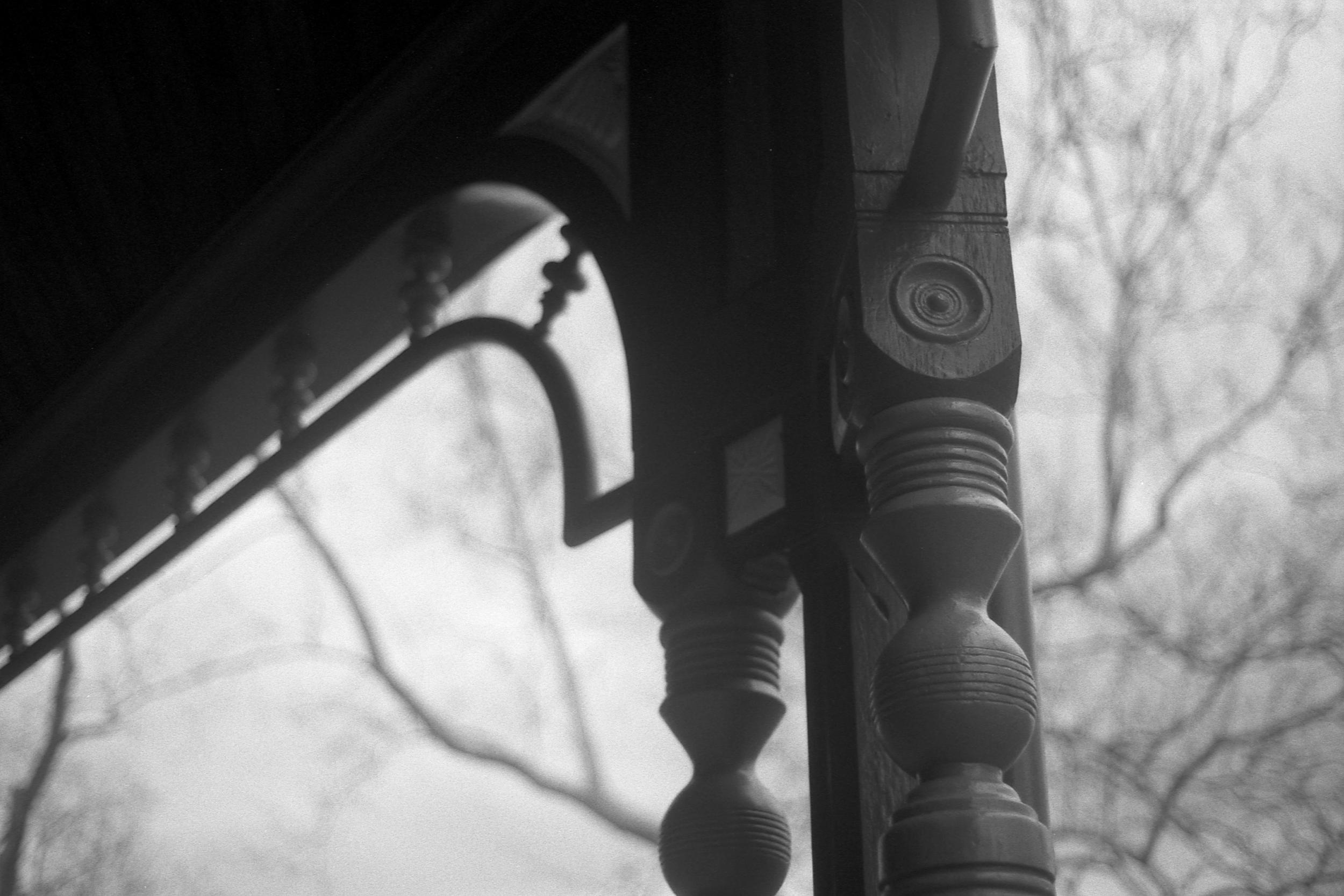 Wood detailing on a porch at Wilderstein