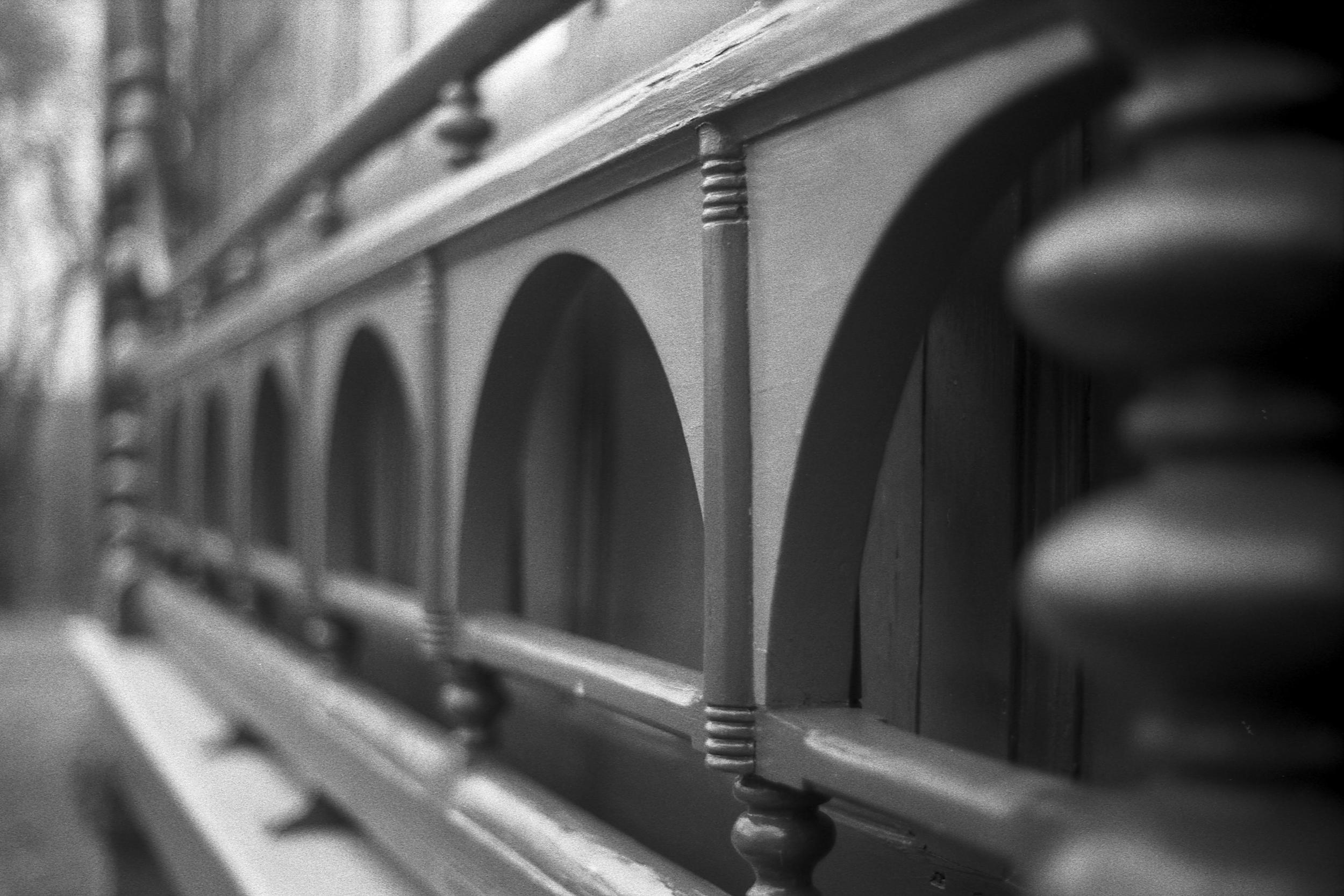 Wood detailing on a porch at Wilderstein