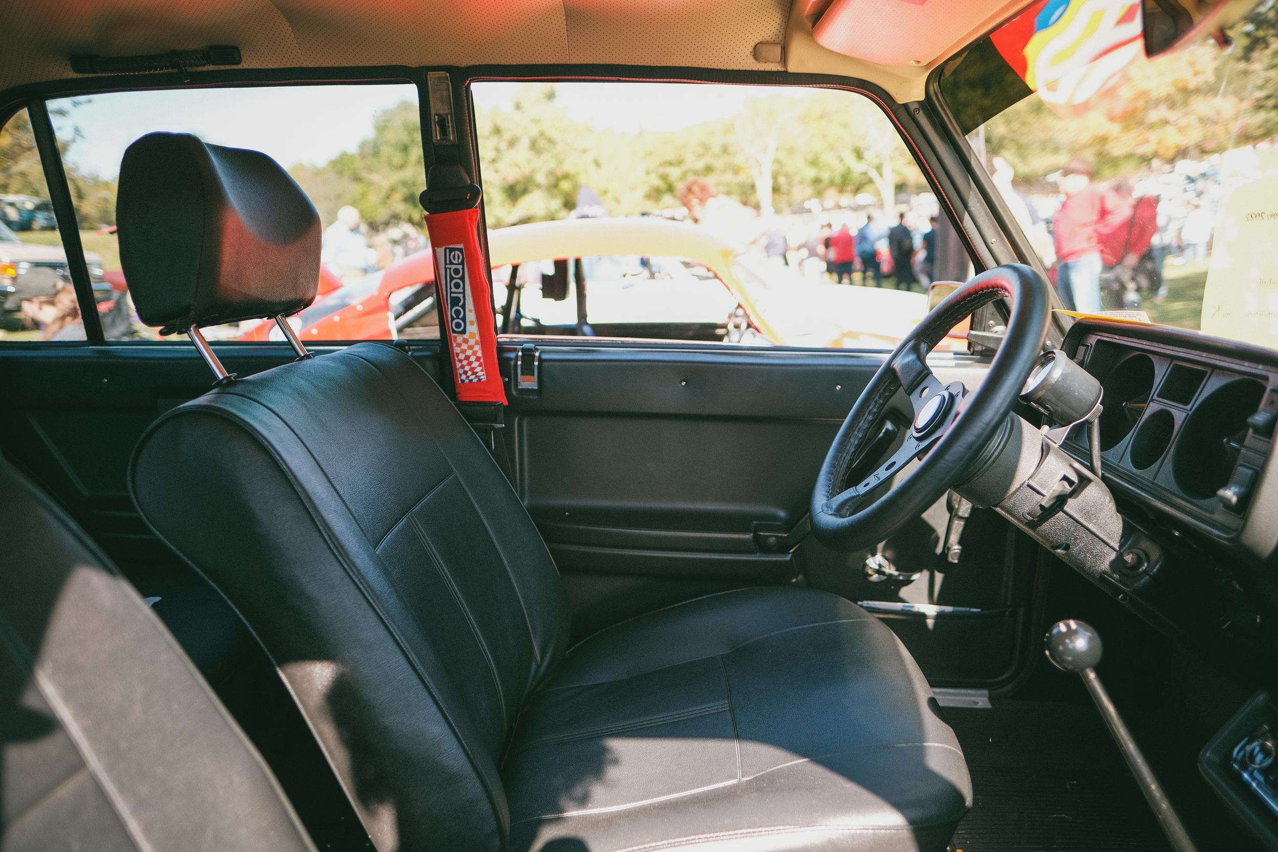 The interior of a modified Lada