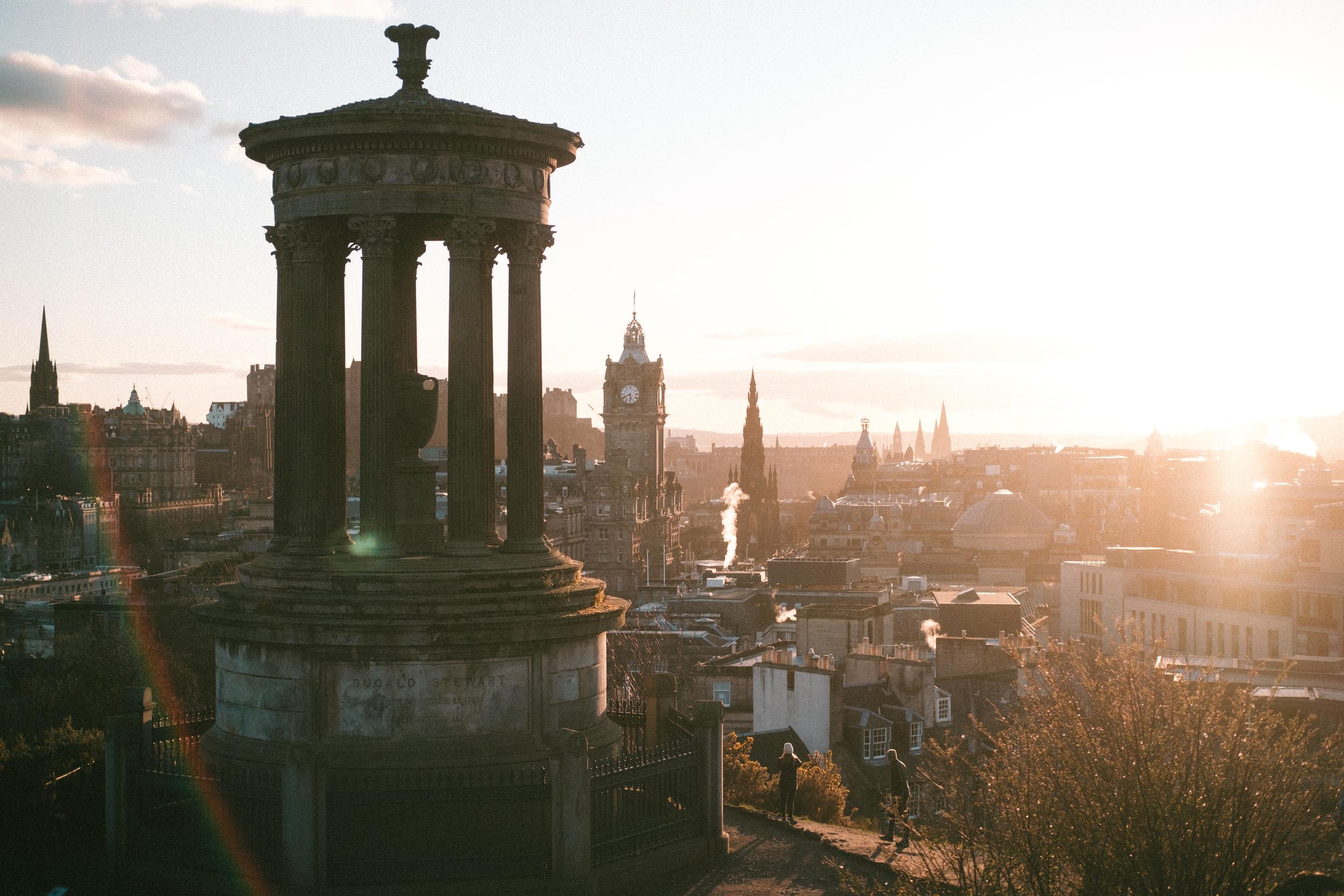 Overlooking Edinburgh at sunset