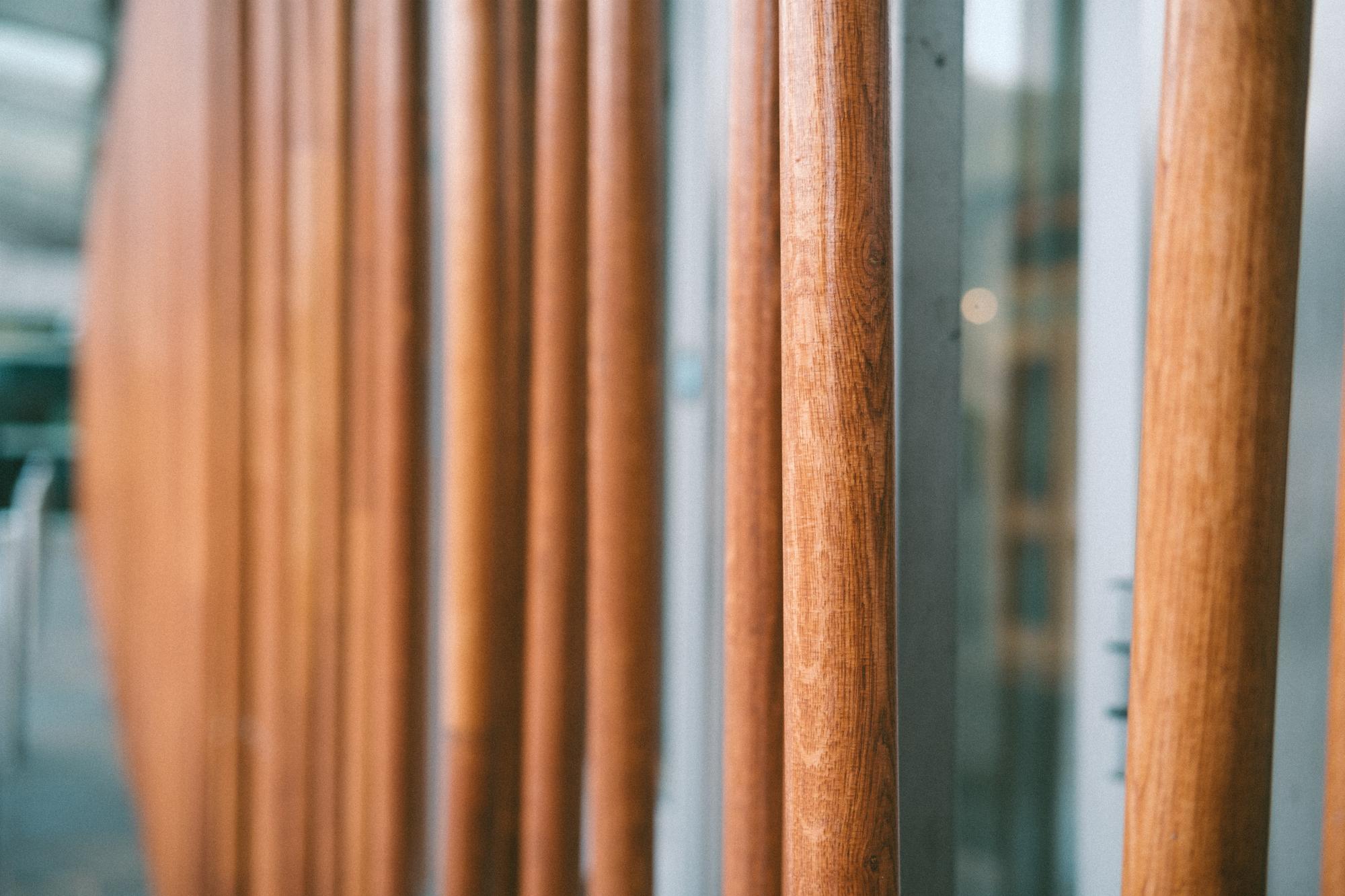 Wood trellis details at the Scottish Parliament building