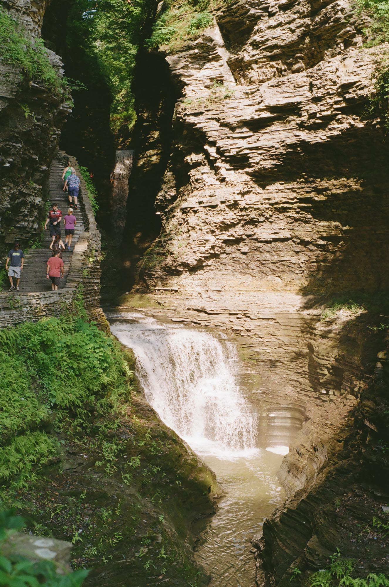 The start of the gorge with a walkway on the left side