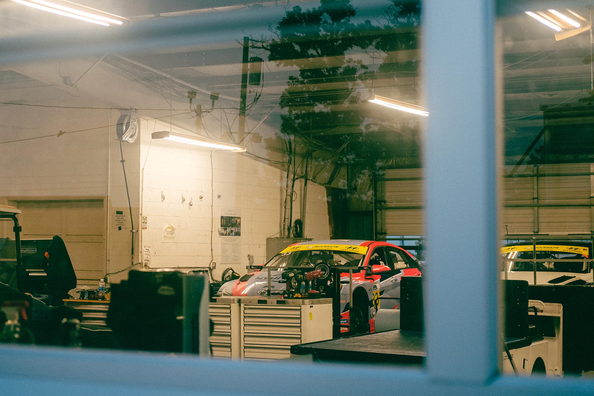 A Hyundai touring car in the garage