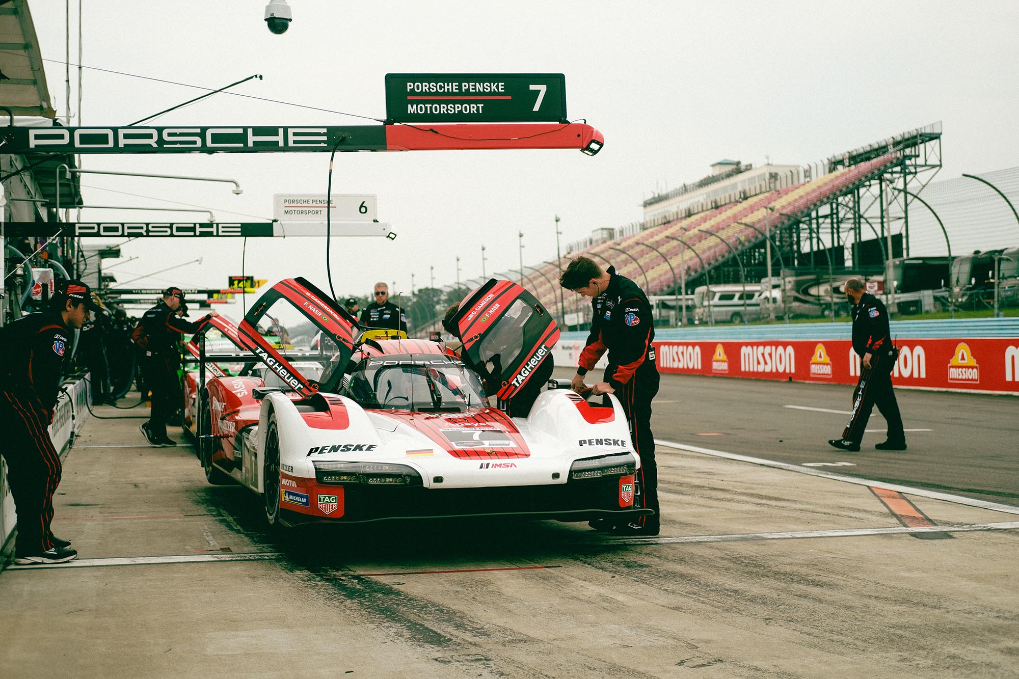 A Porsche 963 in pit lane