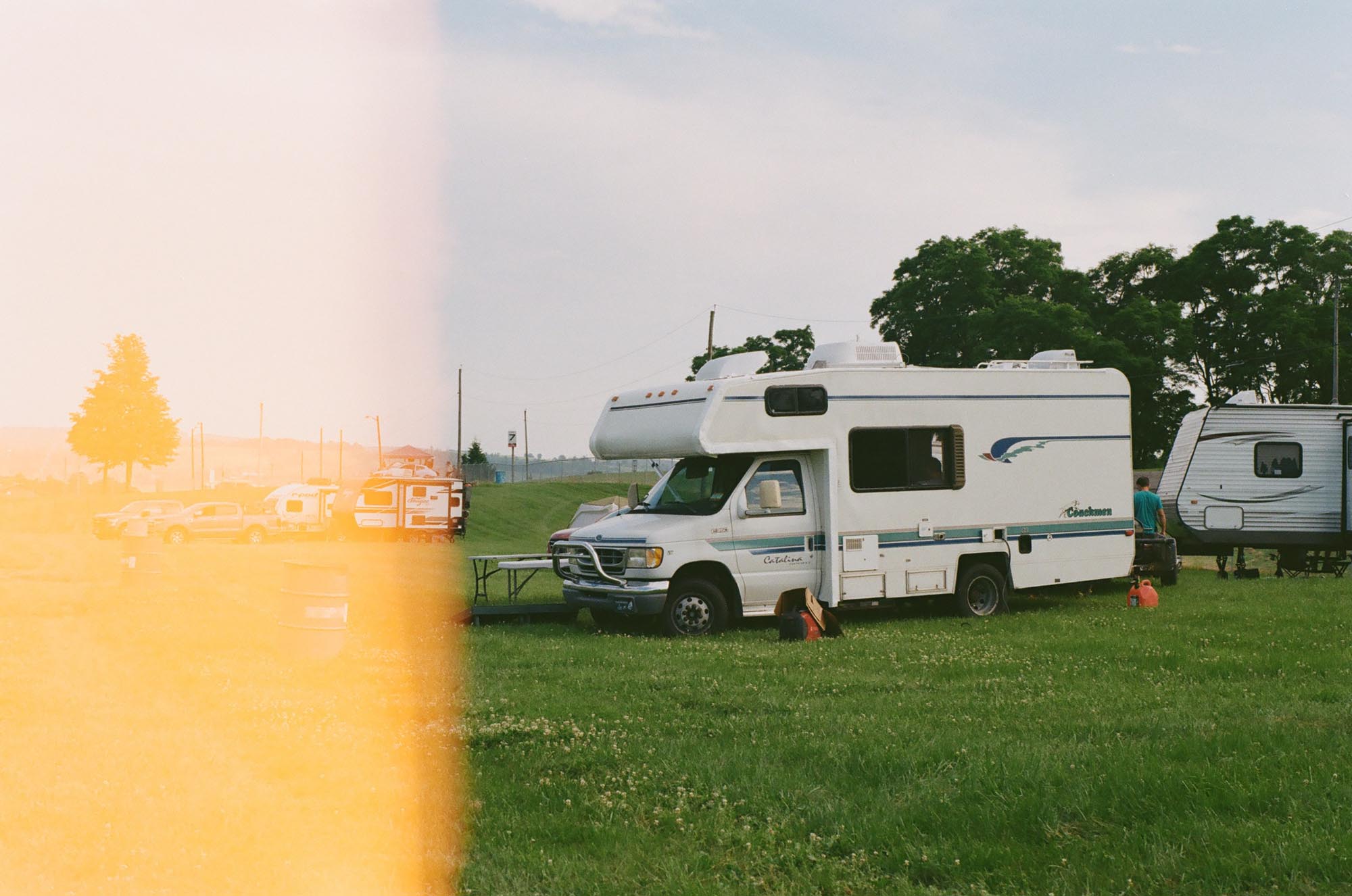 An old RV in a field